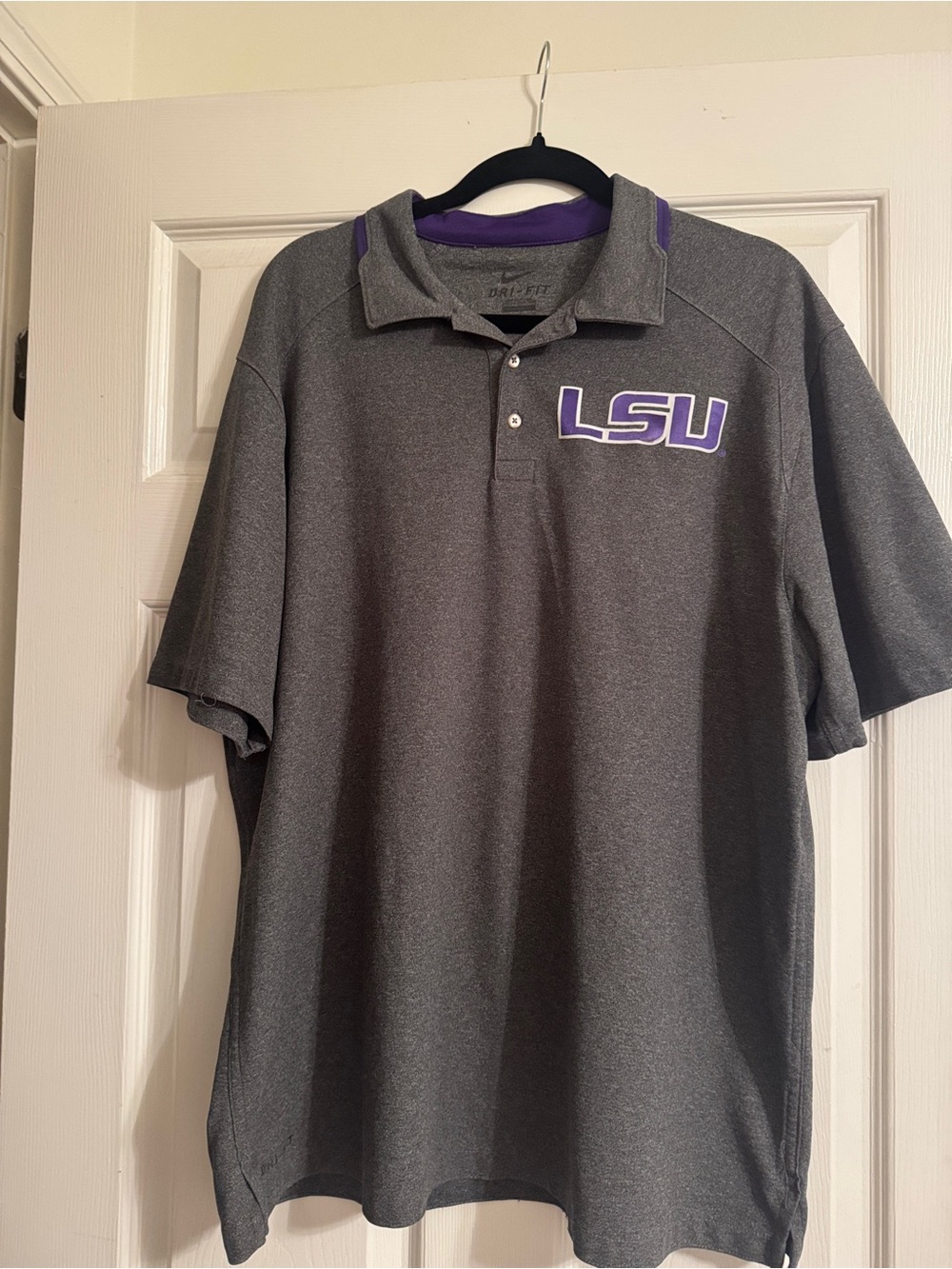 LSU Men's Gray Polo Shirt Nike Dri Fit XL